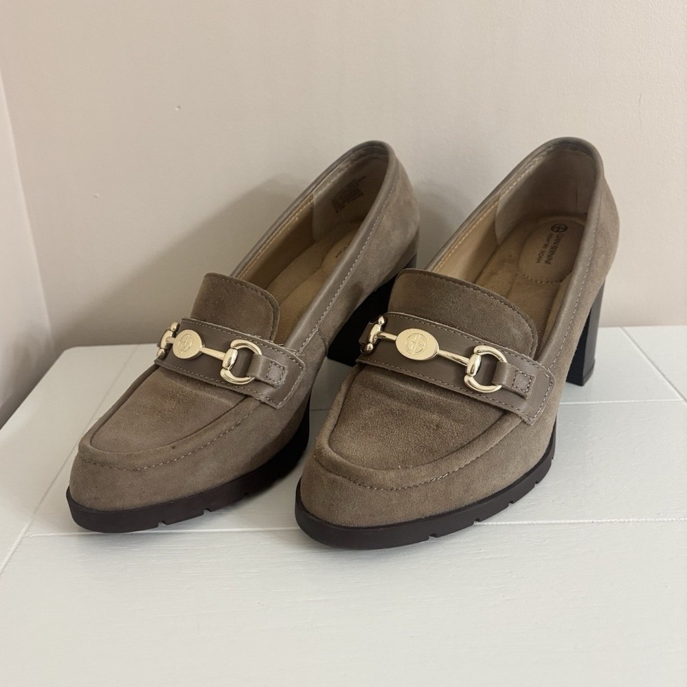 Giani Bernini Memory Foam Taupe Leather Slip-On Loafer Almond Toe 8.5M
